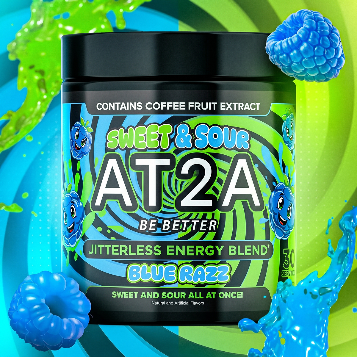 AT2A Sweet & Sour Blue Razz Energy Drink Tub